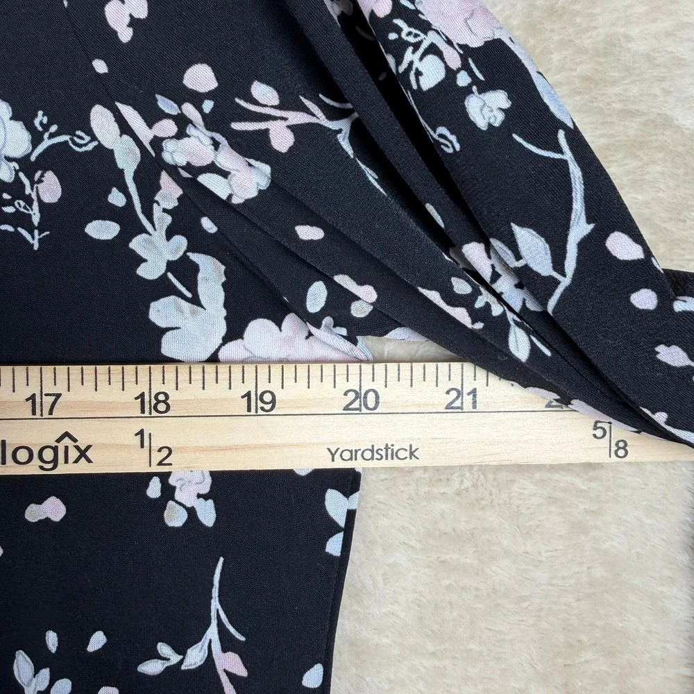 Karl Lagerfeld Paris Womens Black Pink Floral Bell Sleeve Blouse Medium Feminine - Picture 7 of 9